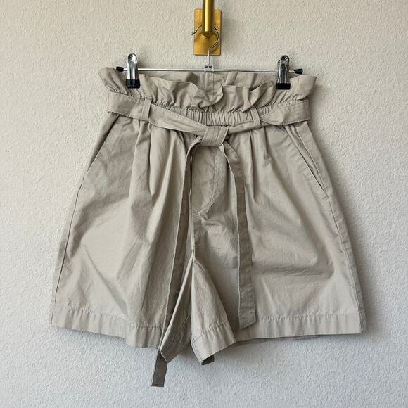 Uniqlo Beige High Rise Paperbag Cotton Shorts Size S - Picture 2 of 4